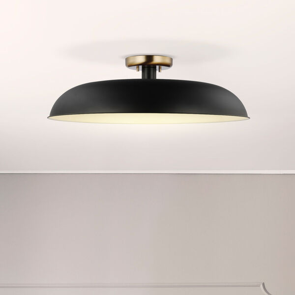 Colony Matte Black and Burnished Brass 24-Inch One-Light Semi Flush Mount, image 5