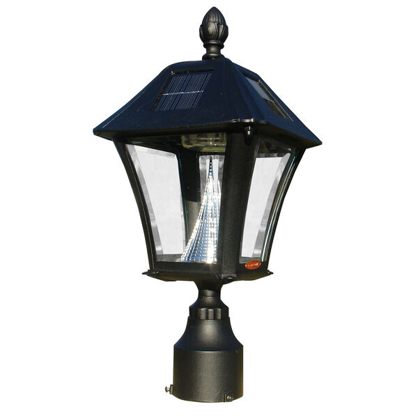Lewiston Post with Economy 1 Mailbox, Fluted Base in White Color with Black Solar Lamp, image 3
