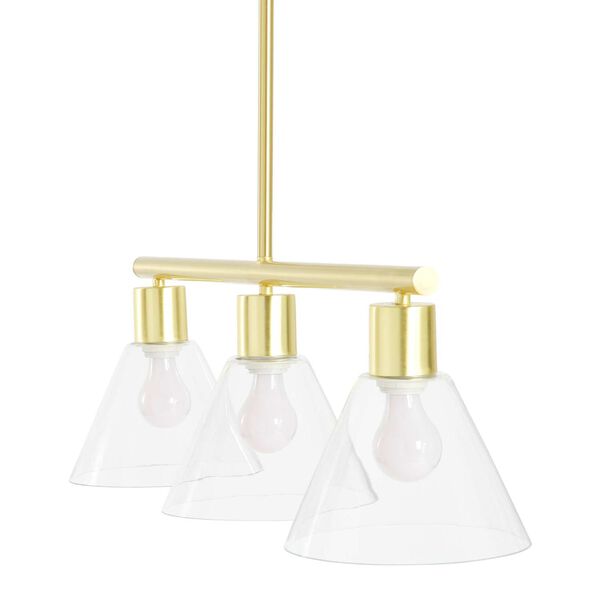 Gold Three-Light Mini Pendant with Clear Shade, image 5