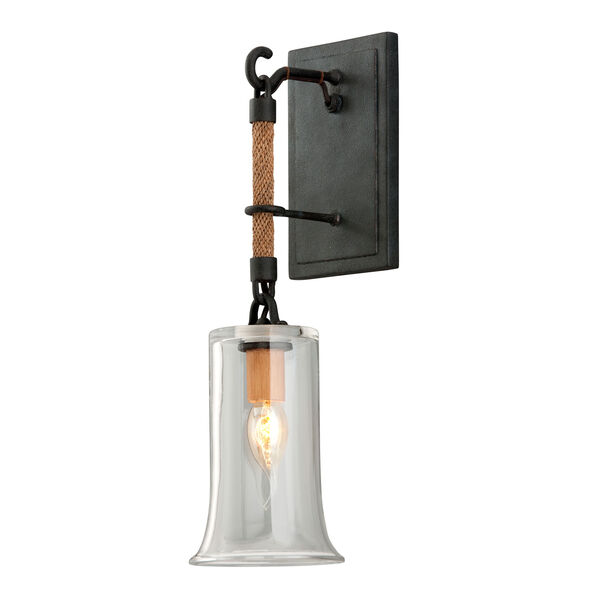 Pier 39 Shipyard Bronze One-Light Wall Sconce and Clear Antique Glass, image 1