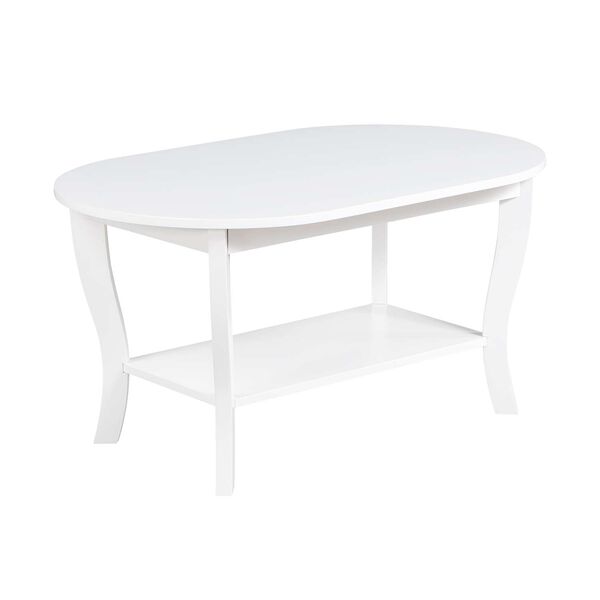 American Heritage White Oval Coffee Table with Shelf, image 1