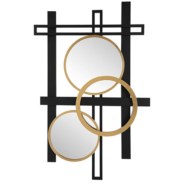 Urban Matte Black and Antique Gold Mirrored Wall Decor, image 2