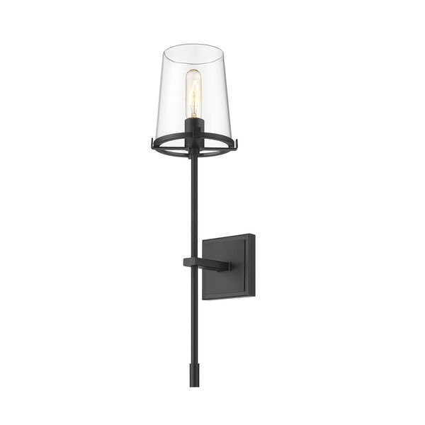 Callista Matte Black One-Light Wall Sconce with Clear Glass Shade, image 5
