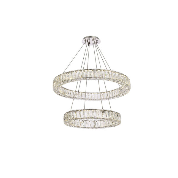 Monroe Chrome 28-Inch Integrated LED Double Ring Chandelier, image 1