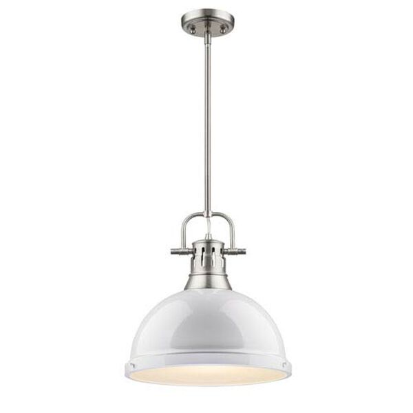 Duncan Pewter One-Light Pendant with White Shade, image 1
