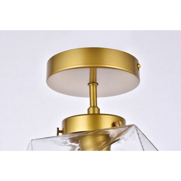 Lawrence Brass and Clear One-Light Semi-Flush Mount, image 5