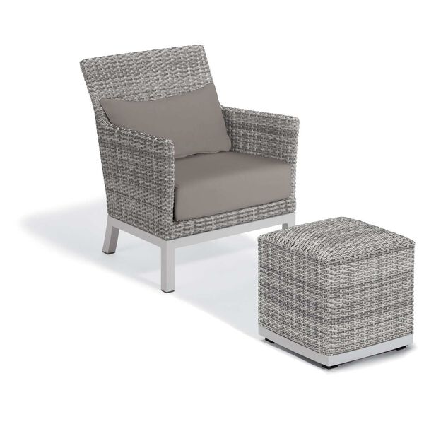 Argento Outdoor Club Chair with Lumbar Cushion and Pouf, image 1