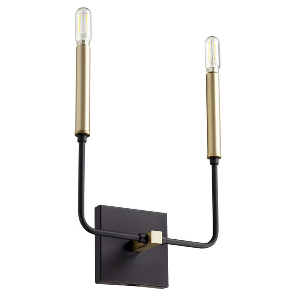Lacy Noir and Aged Brass Two-Light Wall Sconce, image 1