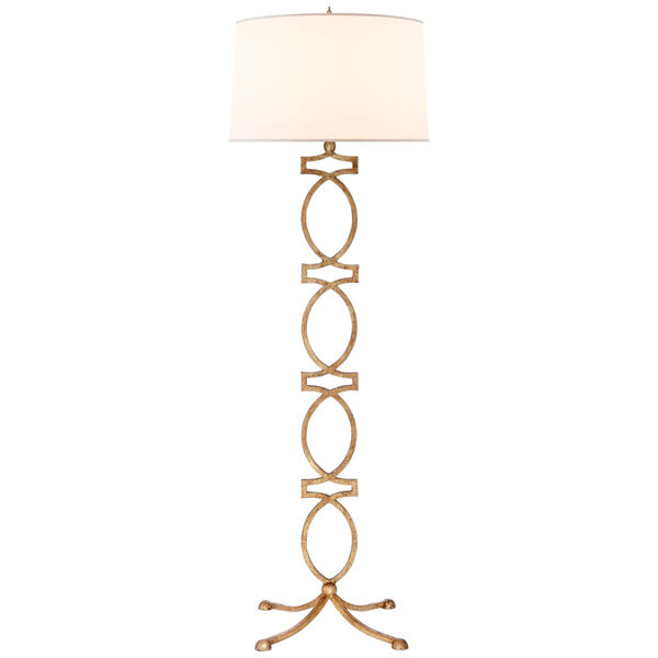 Brittany Floor Lamp in Venetian Gold with Silk Shade by Niermann Weeks, image 1