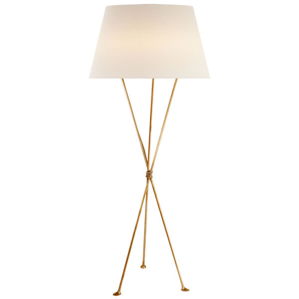 Lebon Floor Lamp in Gild with Linen Shade by AERIN, image 1