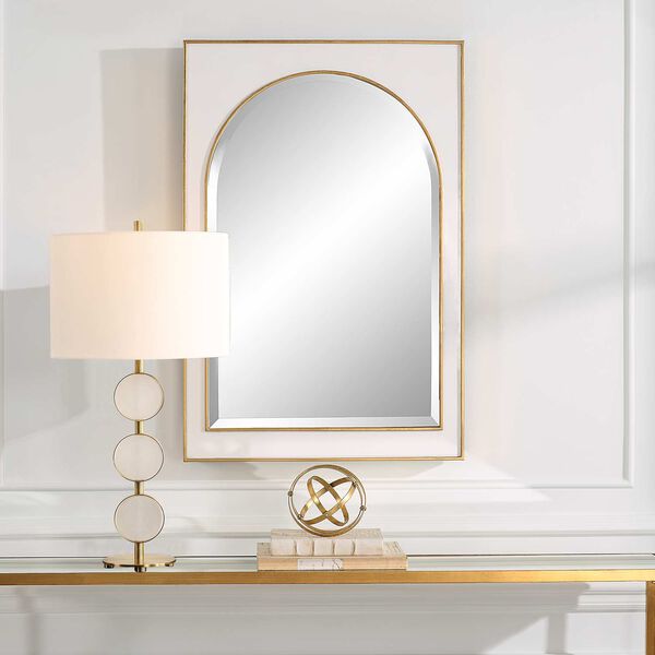 Crisanta White and Antique Gold Arch Wall Mirror, image 1