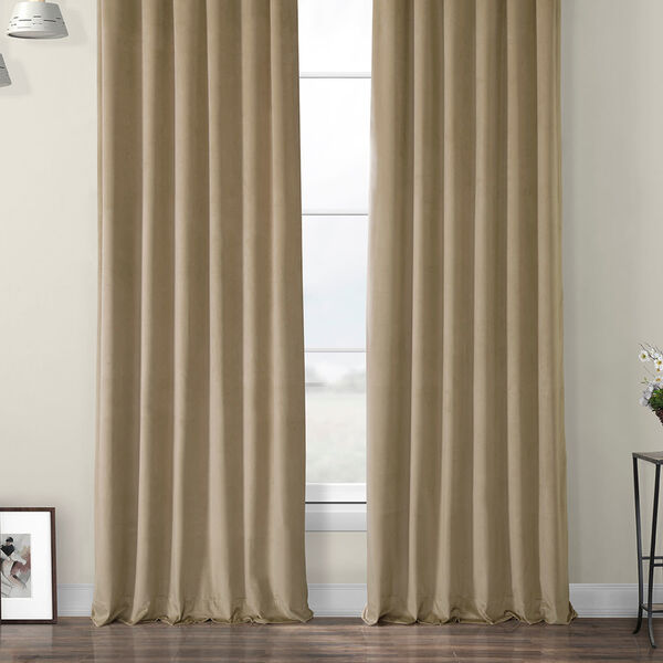 Beige Heritage Plush Velvet Curtain Single Panel, image 6