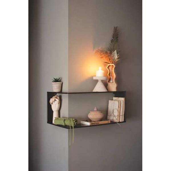 Gray Metal Corner Wall Shelf, image 1