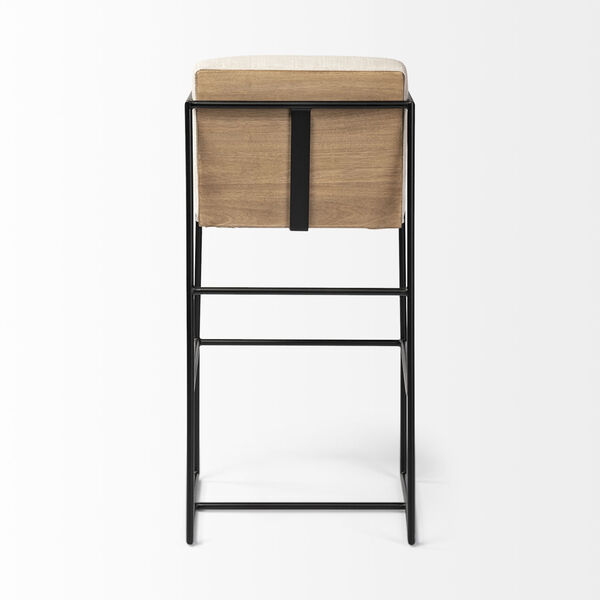 Stamford Cream and Black Upholstered Seat Bar Height Stool, image 4