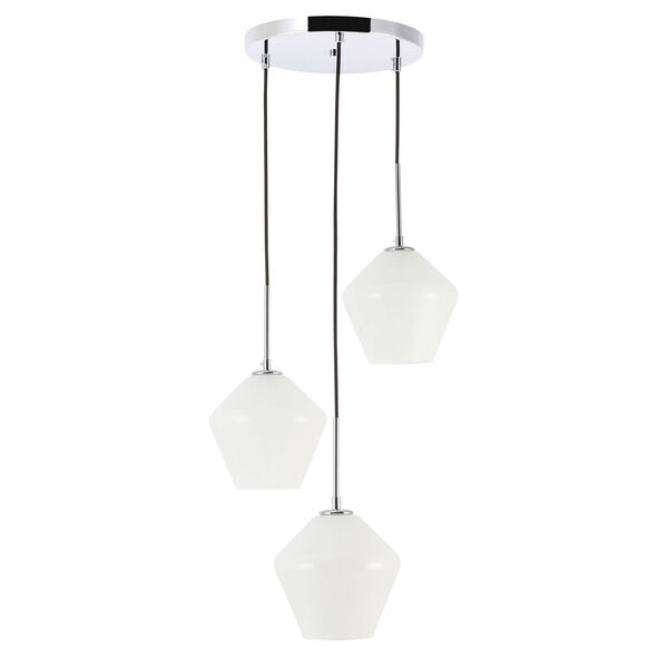 Gene Chrome 18-Inch Three-Light Pendant with Frosted White Glass, image 3