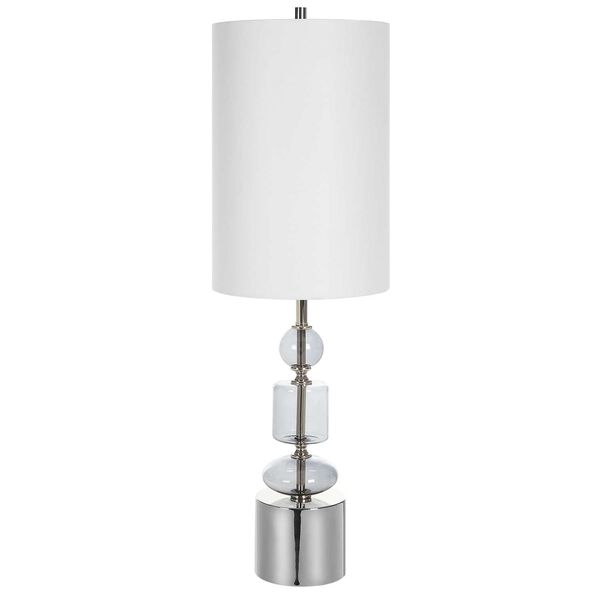 Stratus Gray and Polished Nickel Glass Buffet Lamp, image 4