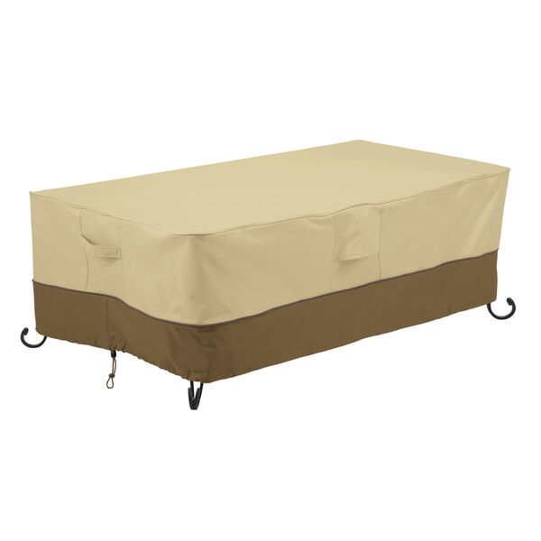 Ash Beige and Brown 56-Inch Rectangular Fire Pit Table Cover, image 1