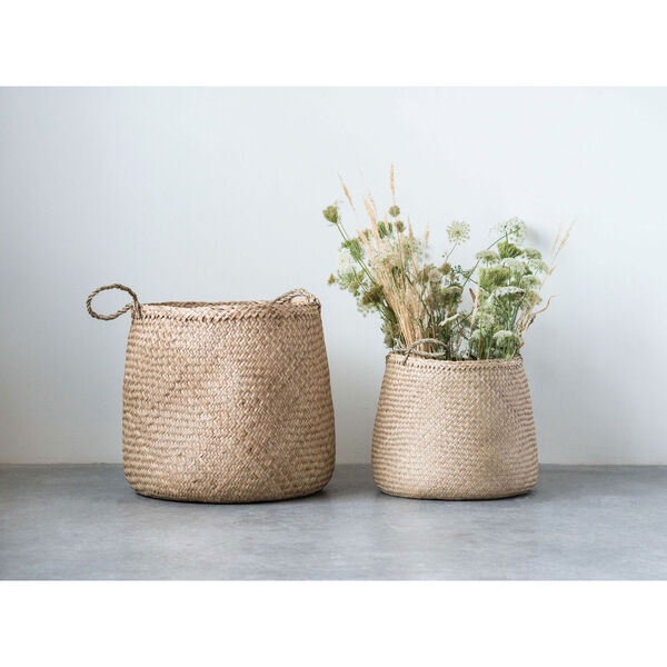 Woven Roots Beige Woven Seagrass Basket with Handles - Set of 2, image 3