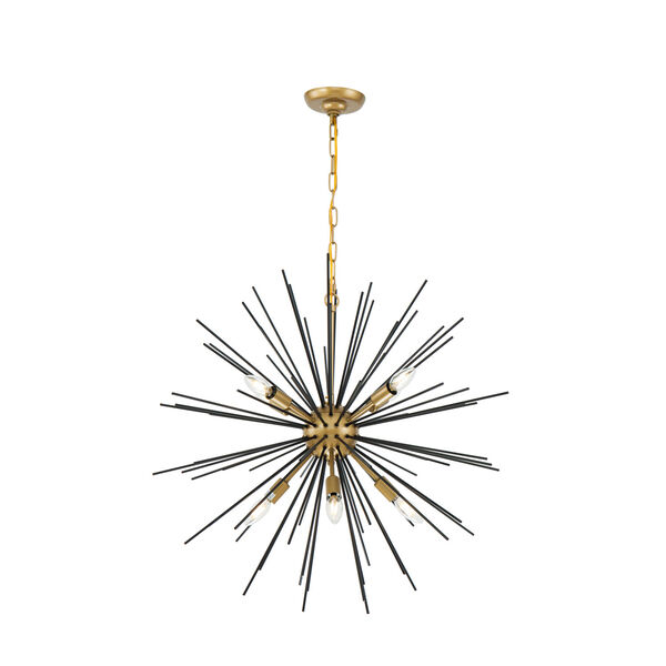 Timber Brass and Black 30-Inch Eight-Light Pendant, image 6
