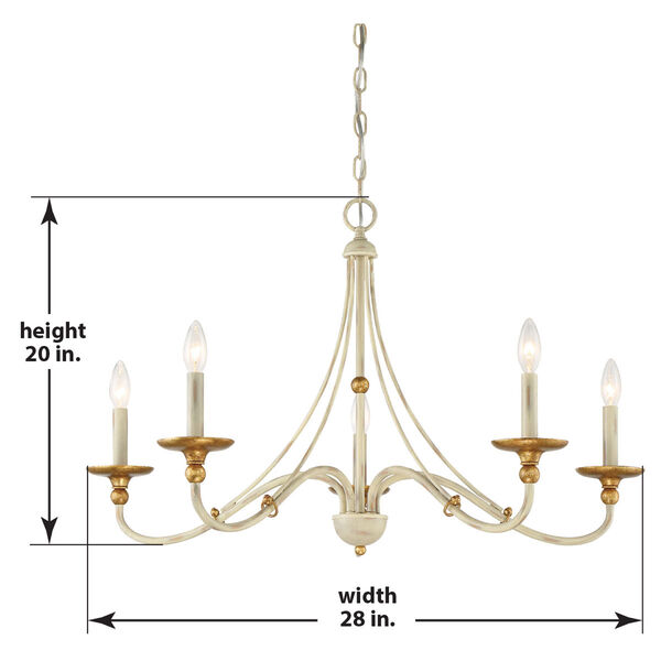 Westchester County Farm House White Five-Light 28-Inch Chandelier, image 3
