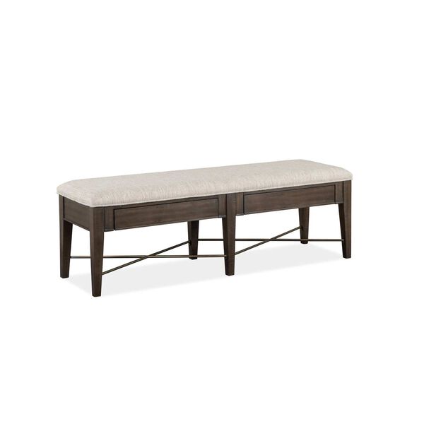 Westley Falls Aged Pewter Wood Bench with Upholstered Seat, image 2