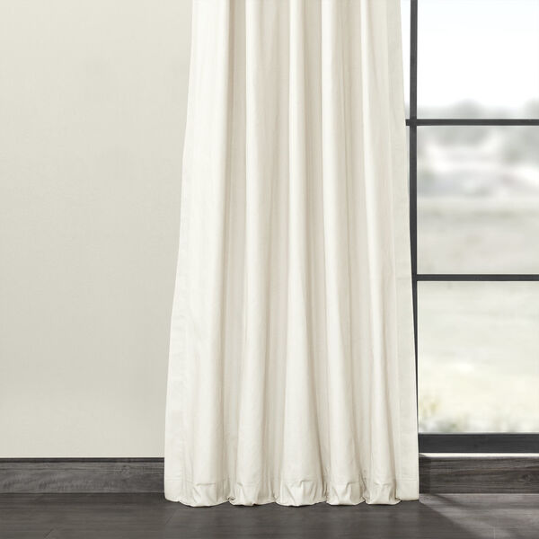 Ivory Solid Cotton Pleated Curtain Single Panel, image 3