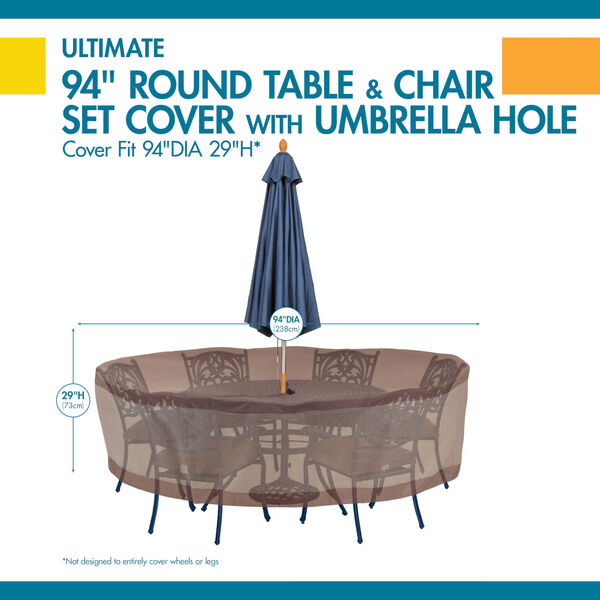 Ultimate Mocha Cappuccino 94-Inch Round Patio Table and Chair Set Cover with Umbrella Hole, image 2