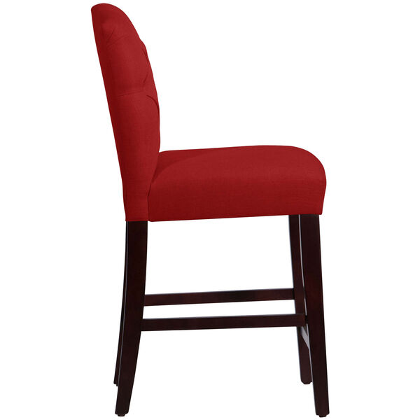 Linen Antique Red 41-Inch Tufted Arched Counter Stool, image 3