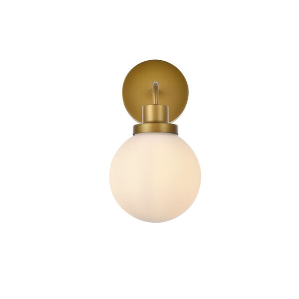 Hanson Brass and Frosted Shade One-Light Bath Vanity, image 1