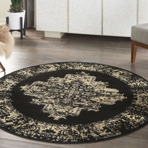 Grafix Black Round: 5 Ft. 3 In. x 5 Ft. 3 In. Area Rug, image 2