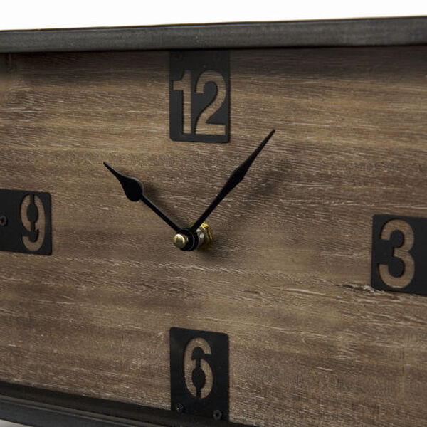 Harvey Black Metal and Wood Rectangular Table Clocket, image 6