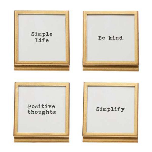 Multicolor 3 x 3-Inch Easel and Saying Wall Decor, Set of 4, image 1