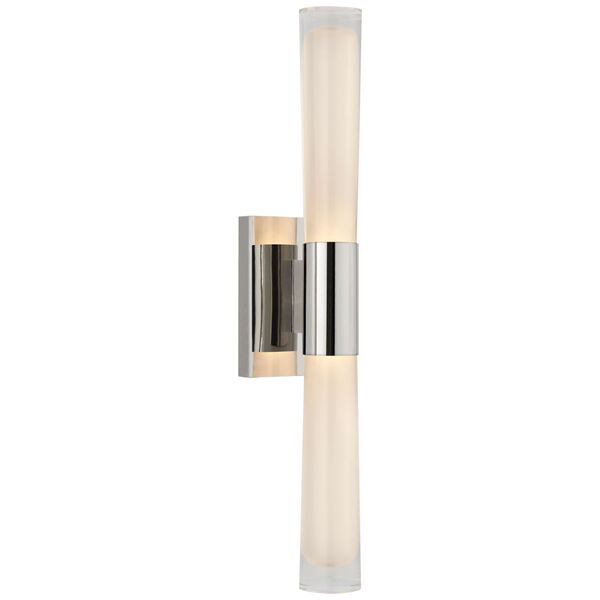 Brenta Single Sconce in Polished Nickel with White Glass by AERIN, image 1
