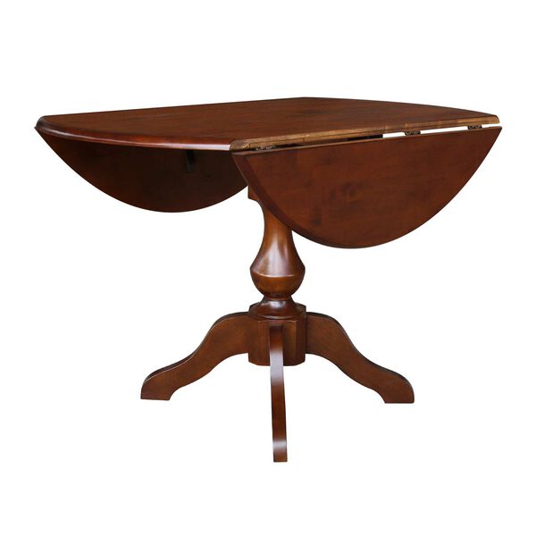Espresso 30-Inch Round Pedestal Dual Drop Leaf Dining Table, image 4