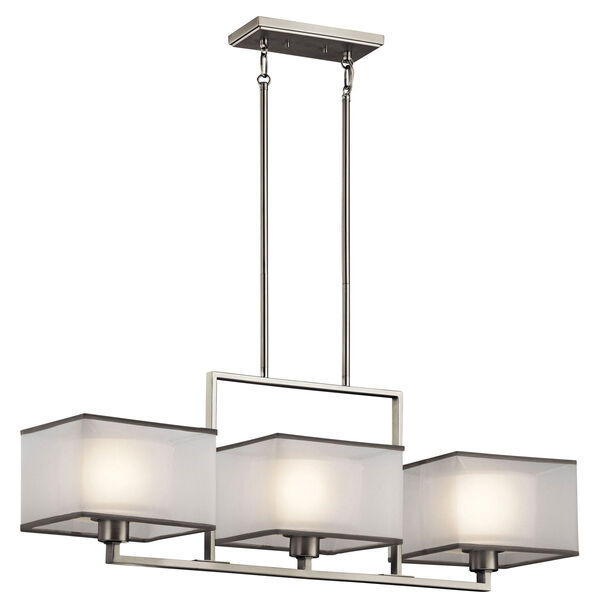 Kailey Brushed Nickel Three Light Single Linear Chandelier, image 1