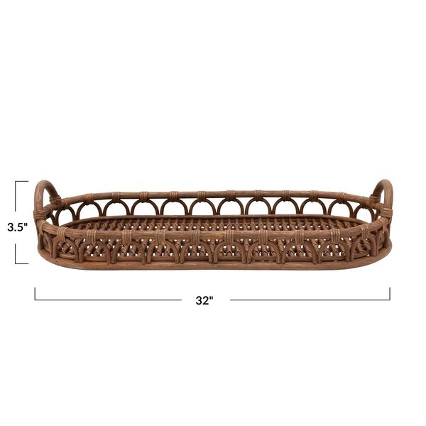 Natural Hand-Woven Rattan Tray with Handles, image 4