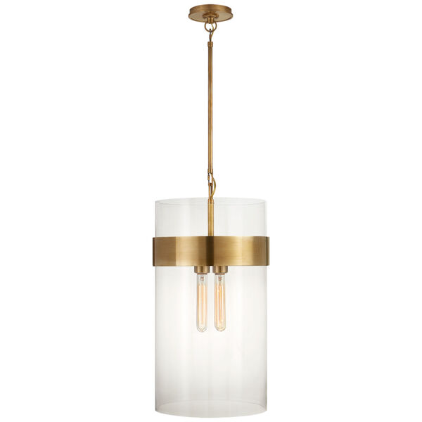 Presidio Medium Pendant in Hand-Rubbed Antique Brass with Clear Glass by Ian K. Fowler, image 1