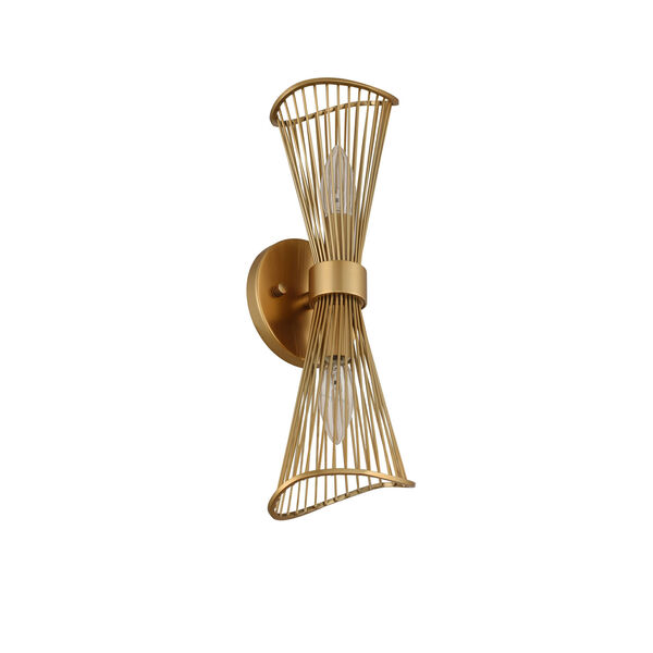 Aurora Nordic Brass Two-Light Wall Sconce, image 1