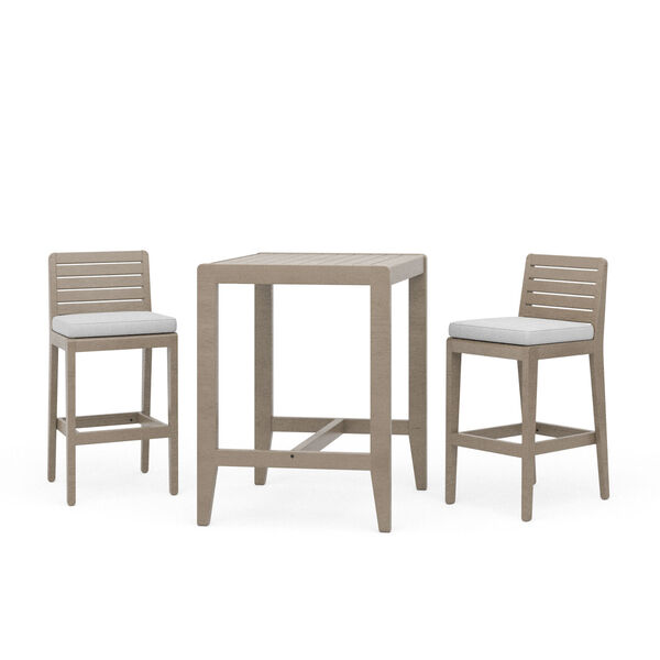 Sustain Rattan and White Outdoor Bistro Set, 3-Piece, image 1