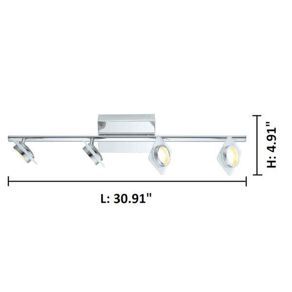 Tinnari Chrome Four-Light LED Track Light with Frosted Clear Glass Shade, image 2