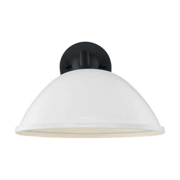 South Street Gloss White and Textured Black 12-Inch One-Light Outdoor Wall Mount, image 3