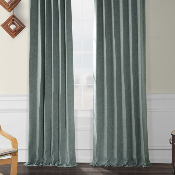 Faux Linen Blackout Green 50 x 108 In. Curtain Single Panel, image 6