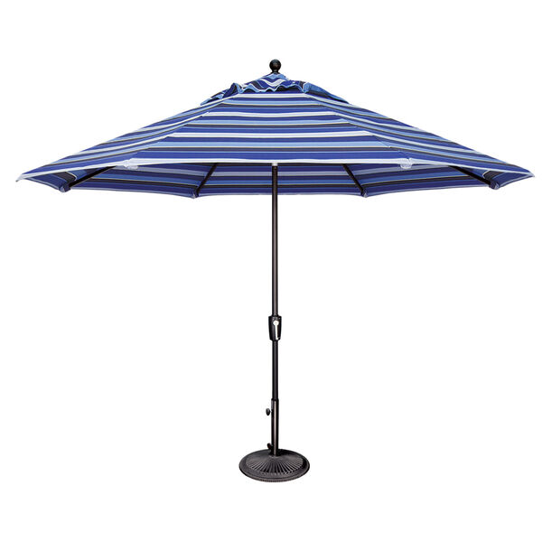 Catalina 11 Foot Octagon Market Umbrella in Blue Sunbrella and Black, image 1