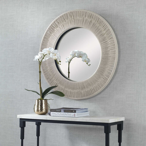 Sailors Knot White Small Round Wall Mirror