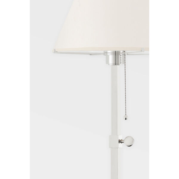 Leeds Polished Nickel One-Light Table Lamp with Cream Shade, image 3