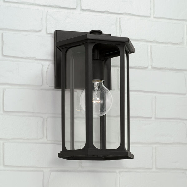 Walton Black Outdoor One-Light Wall Lantern with Clear Glass, image 4