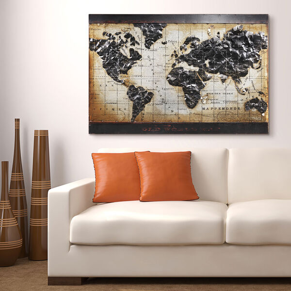 World Map 2 Mixed Media Iron Hand Painted Dimensional Wall Art, image 4