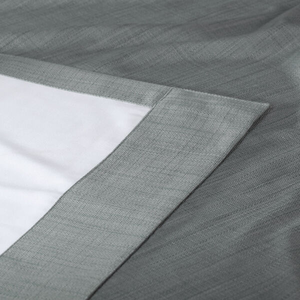 Pebble Grey Italian Textured Faux Linen Hotel Blackout Curtain Single Panel, image 6