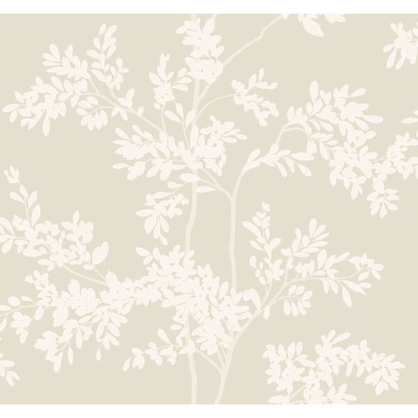 Lunaria Silhouette Light Taupe White Wallpaper, image 2