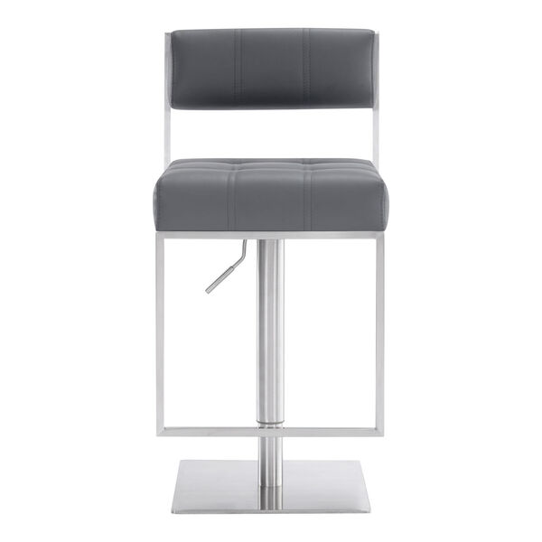 Michele Gray and Stainless Steel 34-Inch Bar Stool, image 2